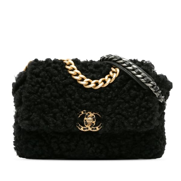Pre-owned Chanel Medium Shearling 19 Flap Black