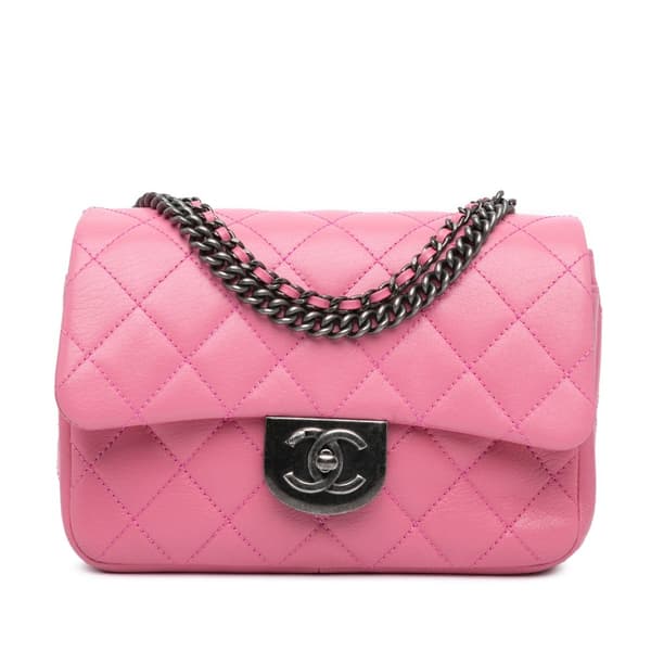 Pre-owned Chanel Small Goatskin Double Carry Waist Chain Flap Pink