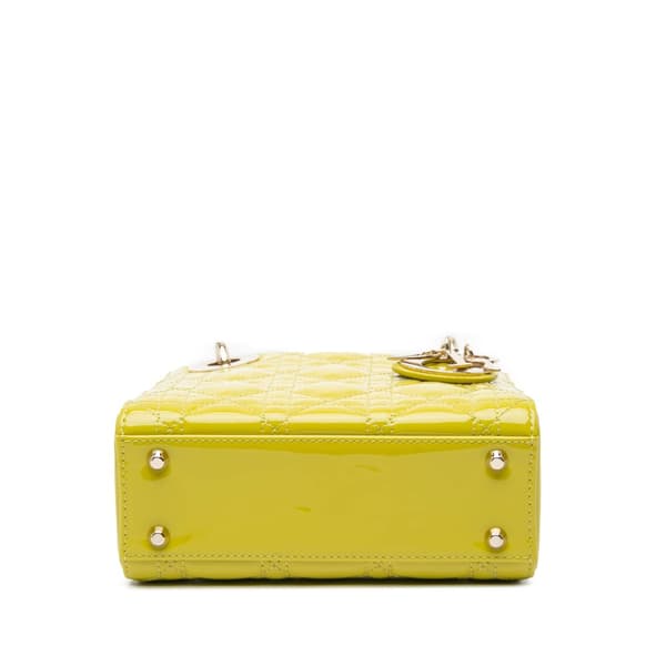 Pre-owned Dior Mini Patent Cannage Lady Dior Green