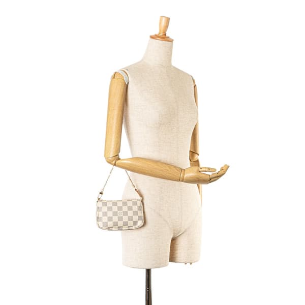 Pre-owned Louis Vuitton Damier Azur Mini Pochette Accessoires White