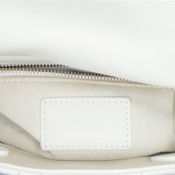 Pre-owned Dior Mini Ultra Matte Calfskin Cannage Lady Dior White