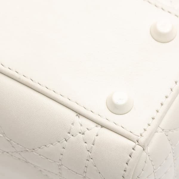 Pre-owned Dior Mini Ultra Matte Calfskin Cannage Lady Dior White