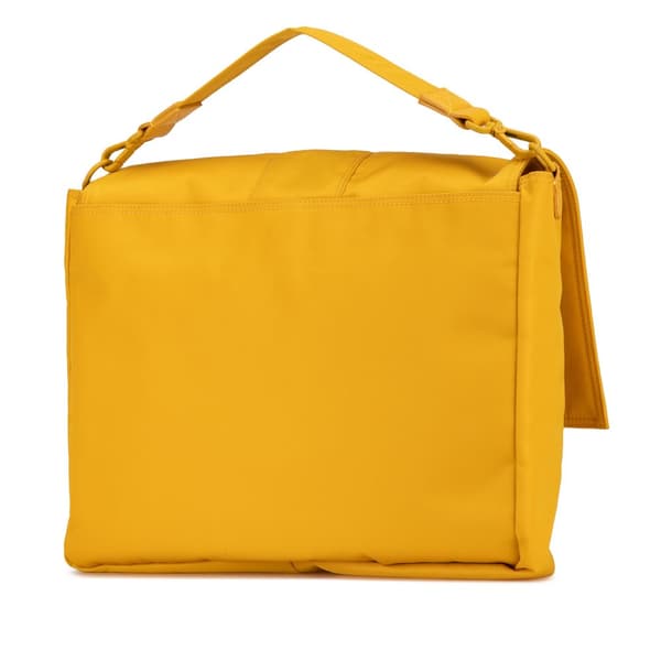 Pre-owned Fendi Large Econyl Nylon Baguette Satchel Yellow