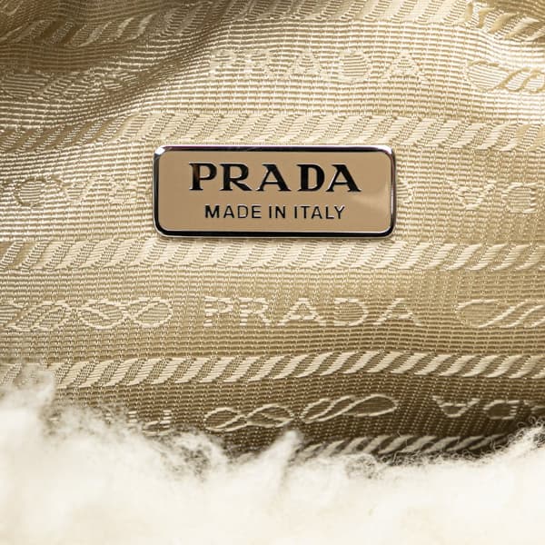 Pre-owned Prada Cashmere Wool Re-Edition 2000 Satchel White