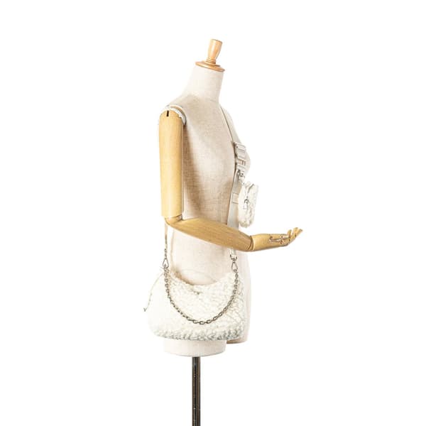 Pre-owned Prada Cashmere Wool Re-Edition 2000 Satchel White