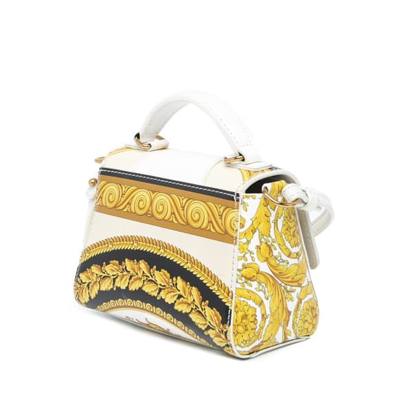 Pre-owned Versace Leather Baroque Virtus Satchel Gold