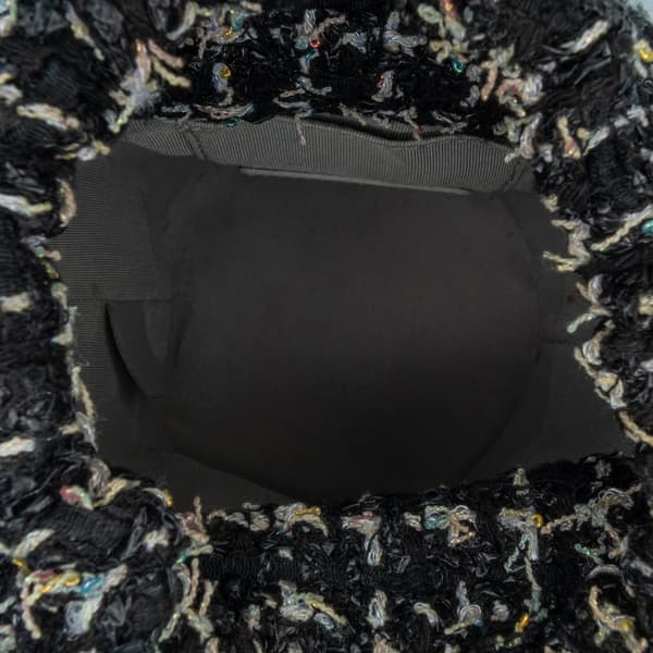 Pre-owned Chanel Small CC Calfskin and Tweed Drawstring Bucket Bag Black