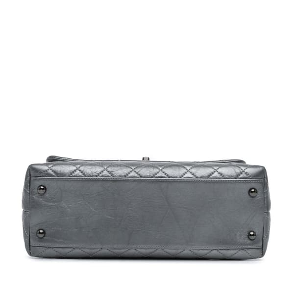 Pre-owned Chanel Small Quilted Aged Calfskin Coco Top Handle Bag Gray