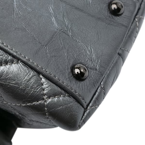 Pre-owned Chanel Small Quilted Aged Calfskin Coco Top Handle Bag Gray