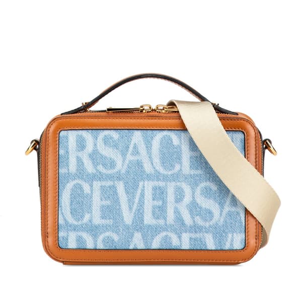 Pre-owned Versace Small Denim Allover Messenger Bag Blue
