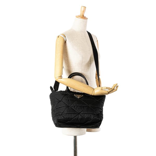Pre-owned Prada Re Nylon Padded Satchel Black