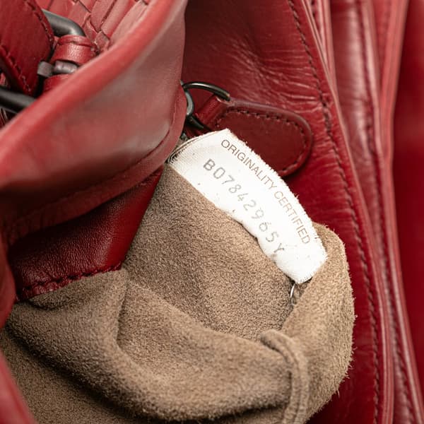 Pre-owned Bottega Veneta Mini Nappa Intrecciato Roma Satchel Red