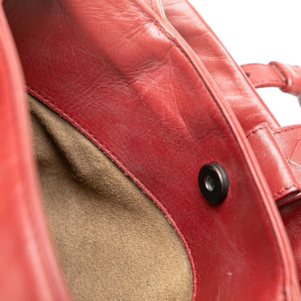 Pre-owned Bottega Veneta Mini Nappa Intrecciato Roma Satchel Red