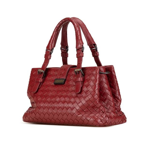 Pre-owned Bottega Veneta Mini Nappa Intrecciato Roma Satchel Red