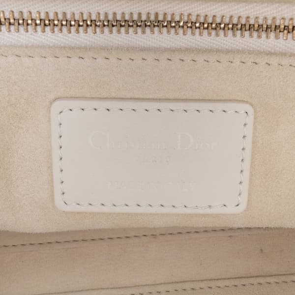 Pre-owned Dior Medium Ultra Matte Calfskin Cannage Lady Dior White