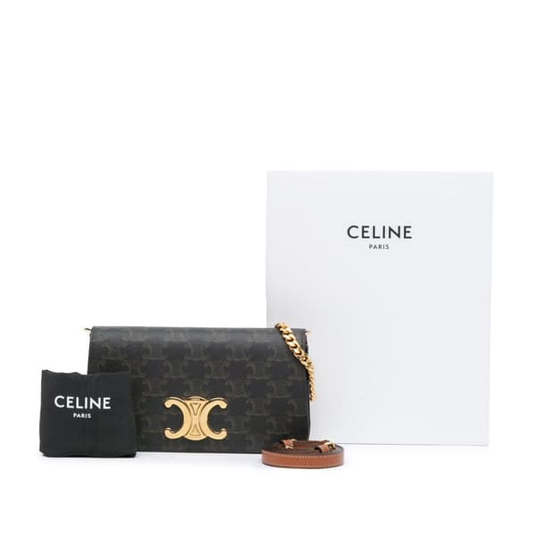 Pre-owned Celine Triomphe Coated Canvas Multi Pochette Brown