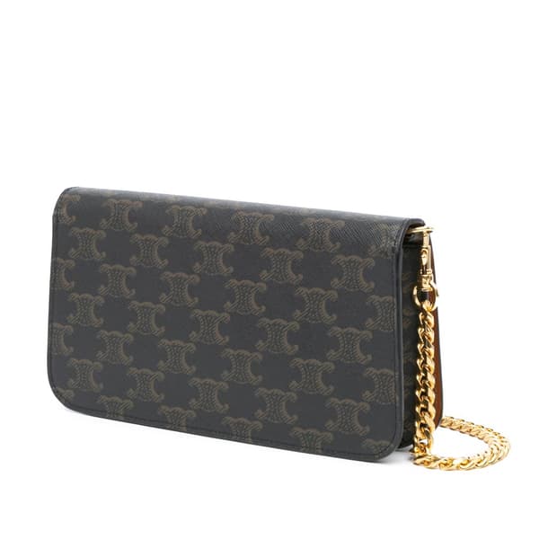 Pre-owned Celine Triomphe Coated Canvas Multi Pochette Brown