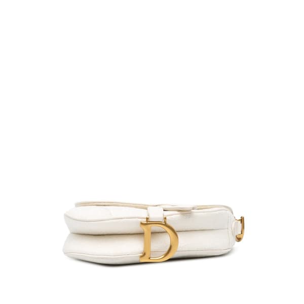 Pre-owned Dior Mini Oblique Canvas Saddle Bag White