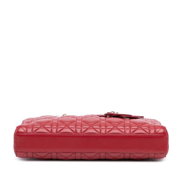 Pre-owned Dior Medium Lambskin Cannage Lady D Joy Red