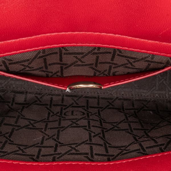 Pre-owned Dior Medium Lambskin Cannage Lady D Joy Red