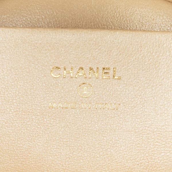 Pre-owned Chanel CC Quilted Lambskin Oval Top Handle Clutch Black