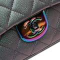 Miniatyrbillede 7 af 9: Pre-owned Chanel Small Iridescent Goatskin Double Carry Waist Chain Flap Purple