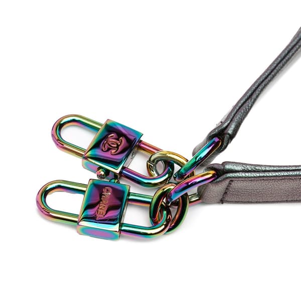 Pre-owned Chanel Small Iridescent Goatskin Double Carry Waist Chain Flap Purple