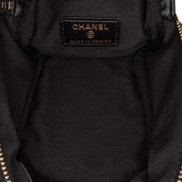 Pre-owned Chanel Quilted Lambskin Cube Chain Wristlet Case Black