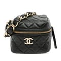 Pikkukuva 1 / 8: Pre-owned Chanel Quilted Lambskin Cube Chain Wristlet Case Black