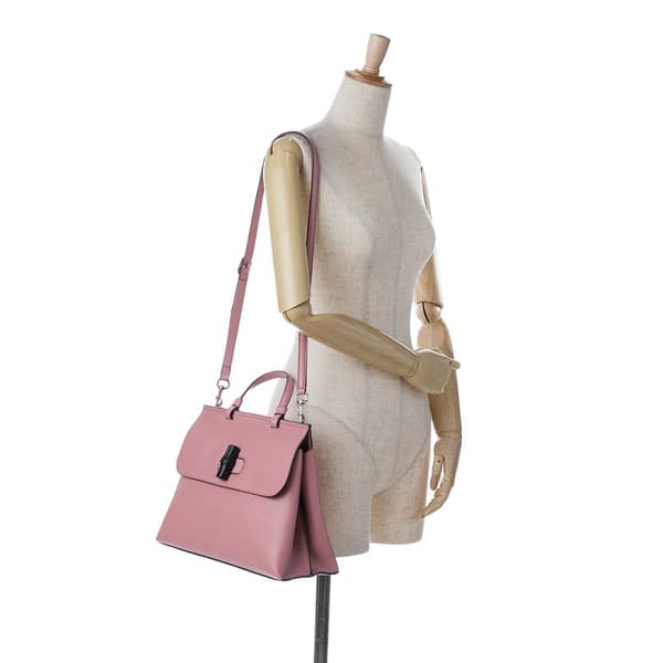 Pre-owned Gucci Medium Leather Bamboo Daily Satchel Pink
