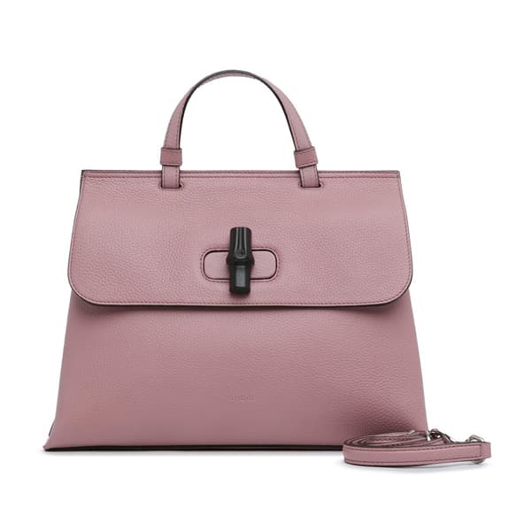 Pre-owned Gucci Medium Leather Bamboo Daily Satchel Pink