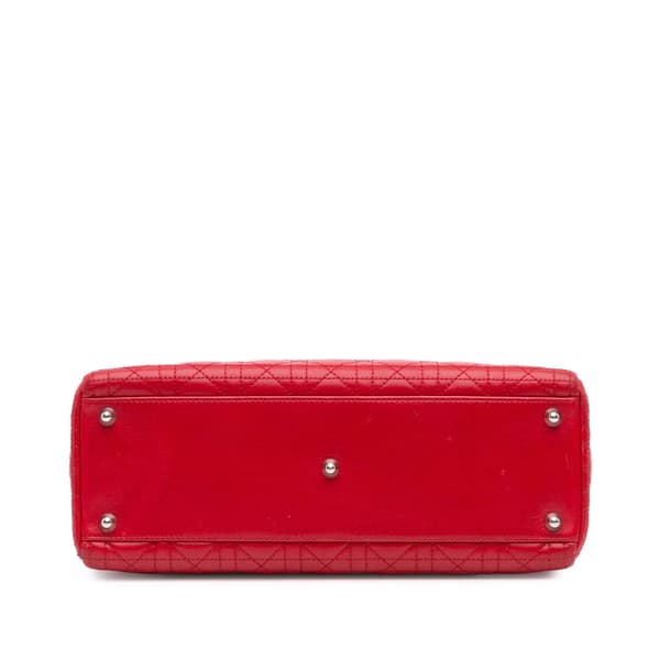 Pre-owned Dior Large Lambskin Cannage Lady Dior Red