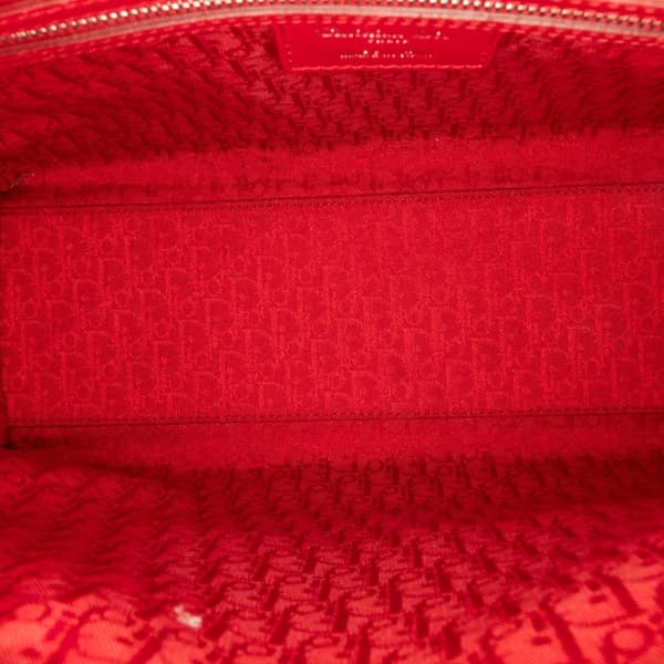 Pre-owned Dior Large Lambskin Cannage Lady Dior Red