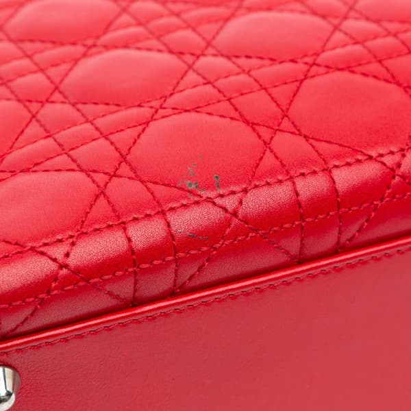 Pre-owned Dior Large Lambskin Cannage Lady Dior Red