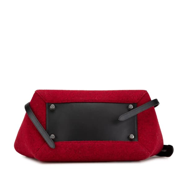 Pre-owned Celine Mini Felt and Calfskin Belt Satchel Red