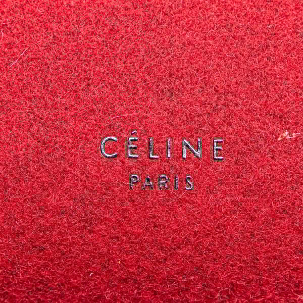Pre-owned Celine Mini Felt and Calfskin Belt Satchel Red