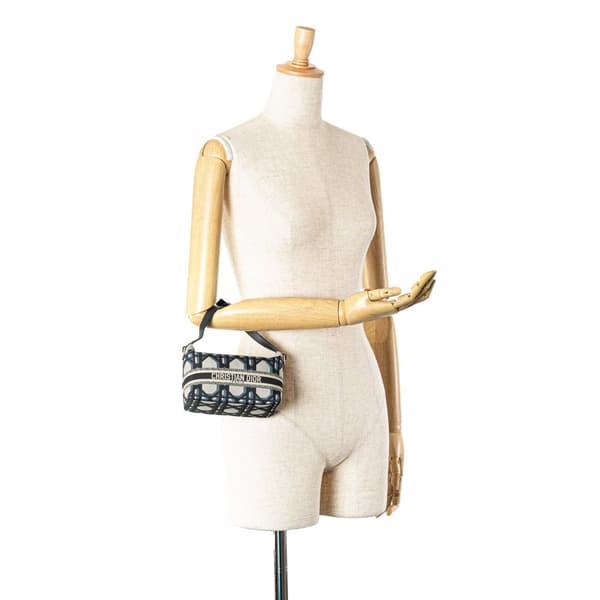Pre-owned Dior Small Canvas Cannage DiorTravel Nomad Pouch Blue