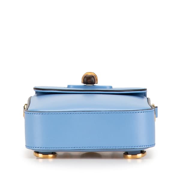 Pre-owned Gucci Mini Calfskin Bamboo Top Handle Bag Blue