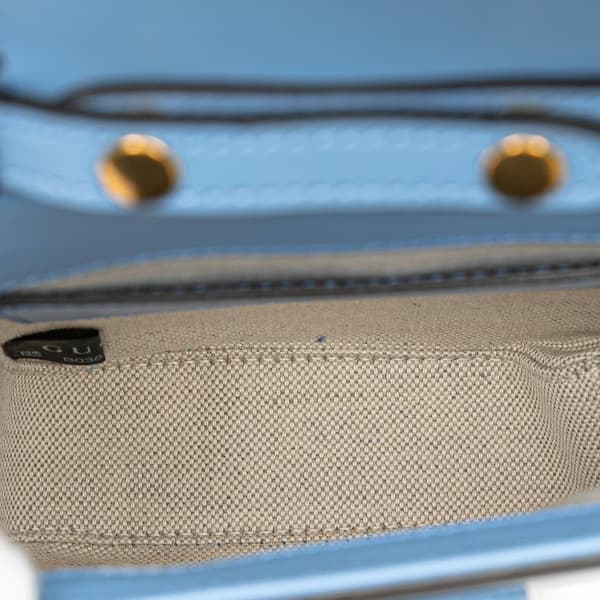 Pre-owned Gucci Mini Calfskin Bamboo Top Handle Bag Blue
