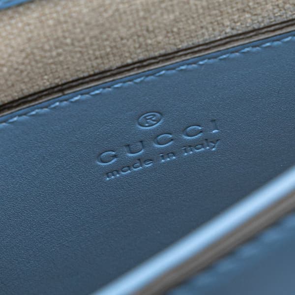 Pre-owned Gucci Mini Calfskin Bamboo Top Handle Bag Blue