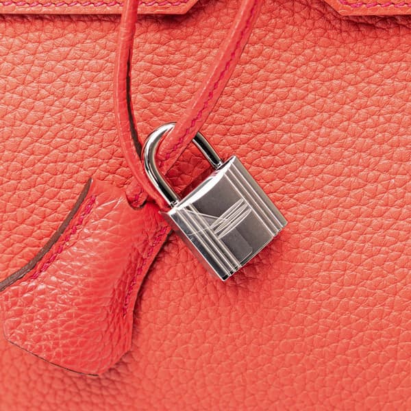 Pre-owned Hermès Clemence Birkin Retourne 35 Red