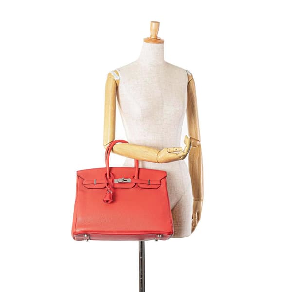 Pre-owned Hermès Clemence Birkin Retourne 35 Red
