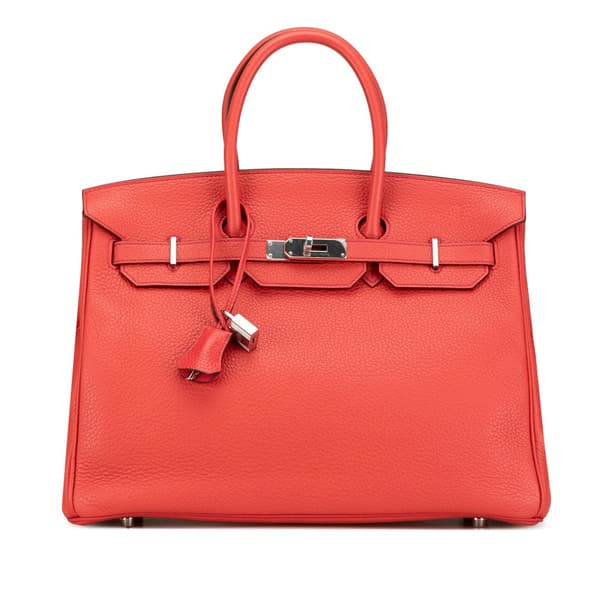 Pre-owned Hermès Clemence Birkin Retourne 35 Red