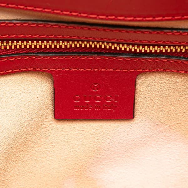 Pre-owned Gucci Small Leather Bamboo Nymphaea Satchel Red