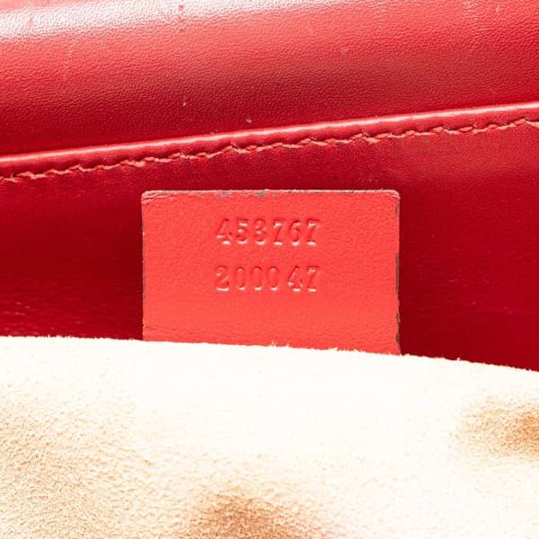 Pre-owned Gucci Small Leather Bamboo Nymphaea Satchel Red