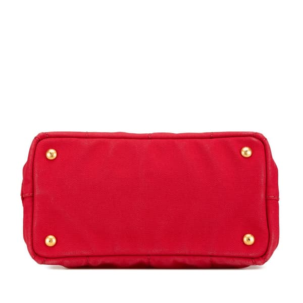 Pre-owned Prada Small Canvas Canapa Logo Satchel Red