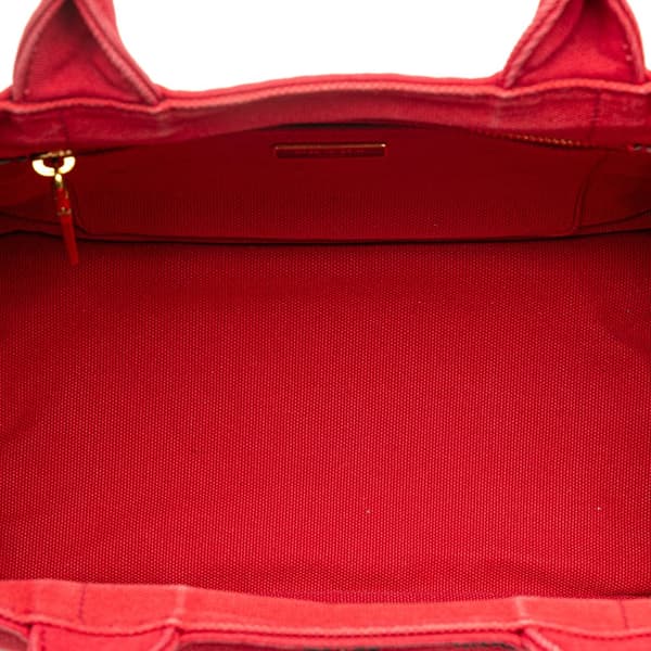Pre-owned Prada Small Canvas Canapa Logo Satchel Red