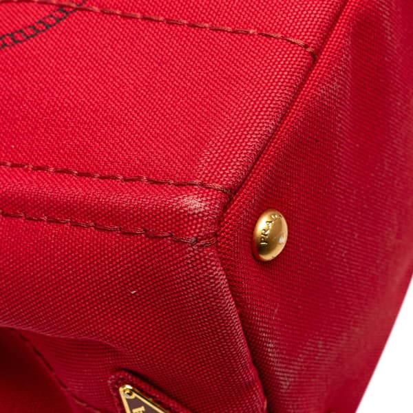 Pre-owned Prada Small Canvas Canapa Logo Satchel Red