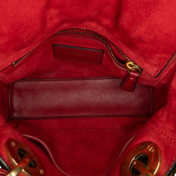 Pre-owned Dior Mini Lambskin Cannage Studded Supple Lady Dior Red