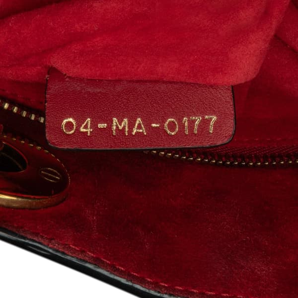 Pre-owned Dior Mini Lambskin Cannage Studded Supple Lady Dior Red